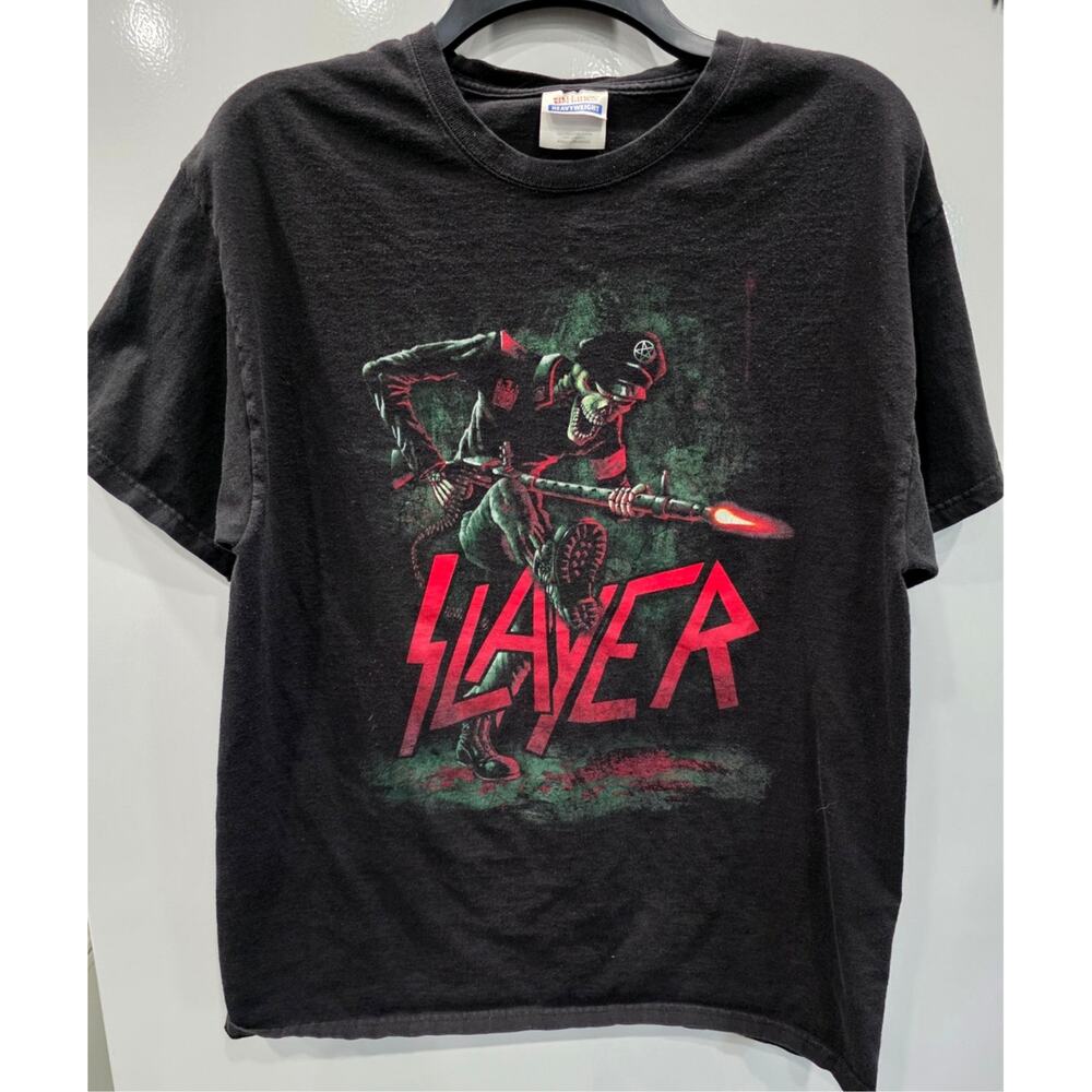Vintage Slayer T Shirt Large Hanes Heavyweight Y2K Metal Band Graphic Tee